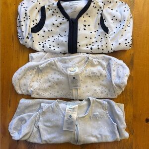 SleepSack Swaddle Trio - 2 Halo and 1 Burt’s Bees Starry and Cloudy Designs